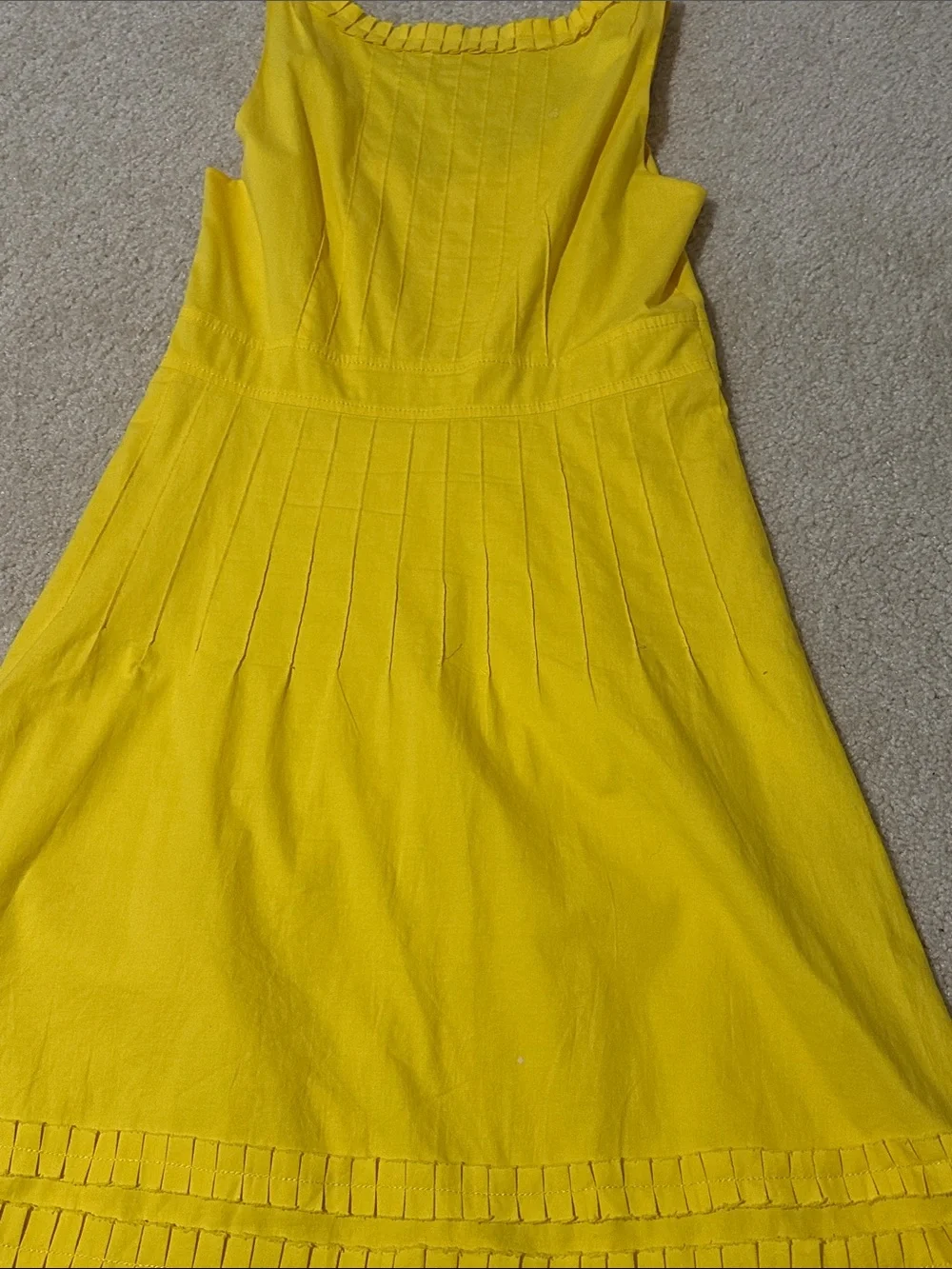 Tory Burch womens Bright Yellow Ruffle-Trim Sleeveless Dress